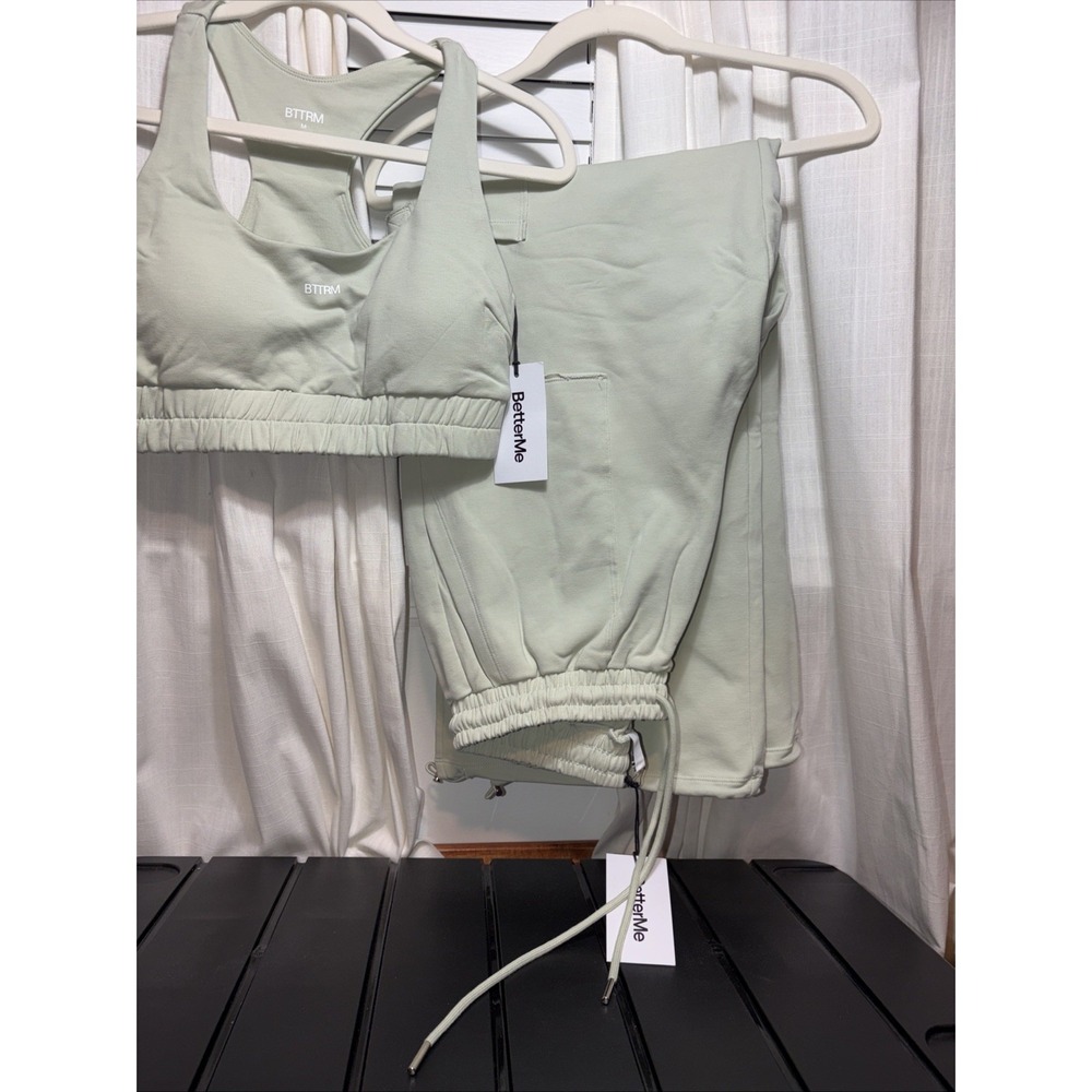 NWT BTTRM Better Me Med Fresh Mint Green SOLD OUT Drawstring Sweatpants & Bra - Picture 4 of 14